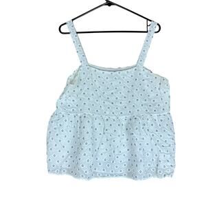 LOFT Womens Blouse White Blue Sweetheart Tank Lined Lightweight 12